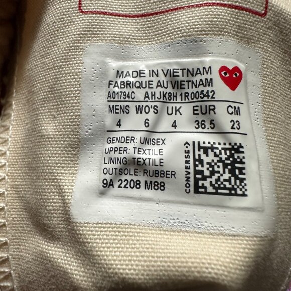 ❤️Converse Chuck Taylor All Star70 Comme des Garcons PLAY Sz 4 Men Shoes A01794C - Picture 14 of 14